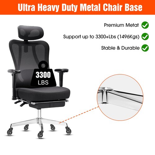 Office Chair Base Replacement PartsWith 5 Casters with Brakes(3300 lbs) - Heavy Alloy Office Chair Base Replacement, Universal Gas Cylinder
