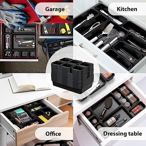 Simple Houseware Interlocking Desk Drawer Organizer Bins - Pack of 10, Black