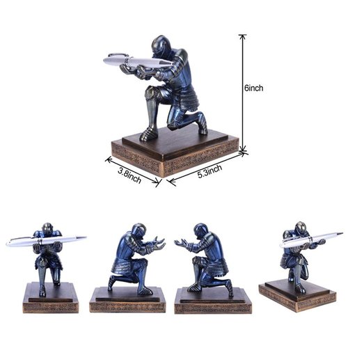CYXStar Resin Soldier Executive Pen Holder Desk Organizer Cool Pen Stand Home Decor Resin Pencil Holder with a Pen for Men as Gift (Blue)