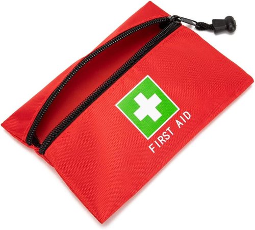 Red Emergency Bag - First Aid Travel Rescue Pouch for Car, Home & Office | 12pcs Green Print (6.3x4.3)