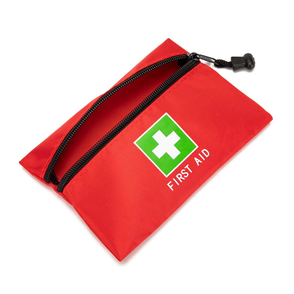Jipemtra Red Emergency Pouch - Small Travel First Aid Bag for Car, Home, Office & Outdoors (8.3x5.5)