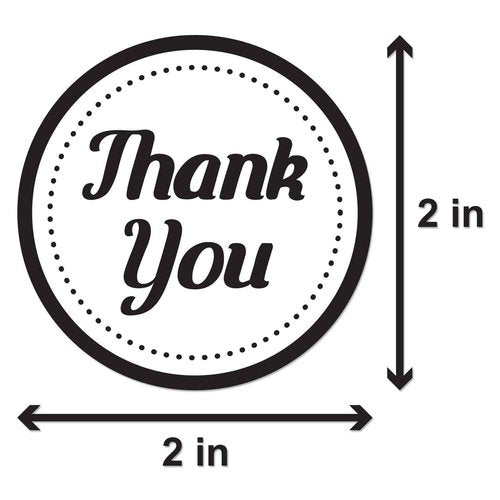 Thank You Stickers (2 inch, Round, Dot Black & White - 1200 Labels) Thank You Stickers for Small Business, Packaging Supplies, Envelope Mailer Seal, Business Boutiques, Retailers Gift & Wraping