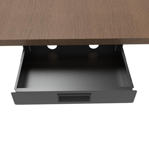 QiaoYoubang 13 Inch Wide Under Desk Sliding Drawer- Pull Out Storage Organizer with Handle at office or home for Sit Standing Workstation, Black