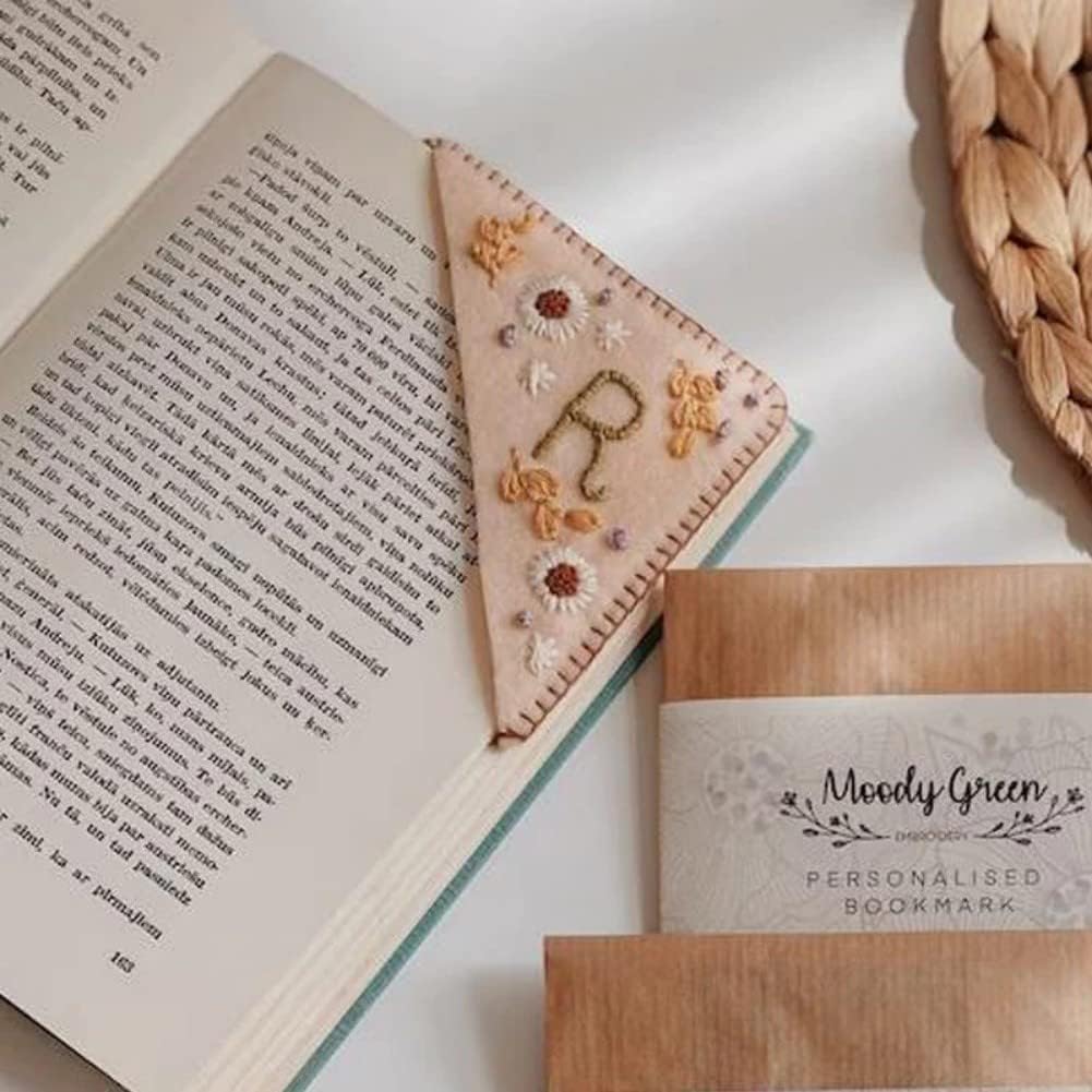 Skiennix Personalized Hand Embroidered Corner Bookmark - Cute Flower Design | Perfect Gift for Book Lovers