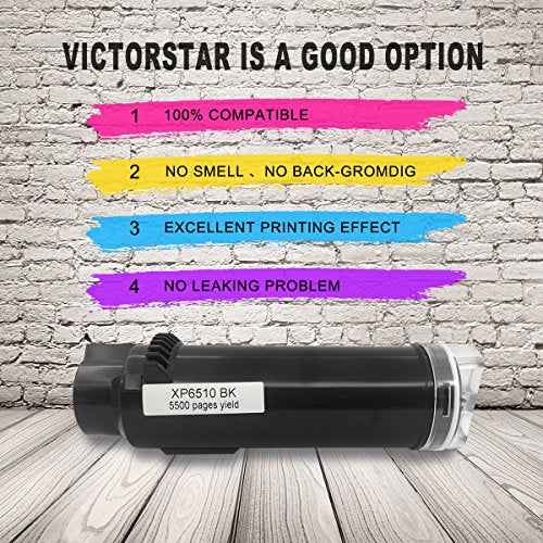 VICTORSTAR 5 Packs Compatible Toner Cartridges 6510 6515¡¼Extra High Yield¡½ 5500 BK & 4300 Pages CMY for Xerox Phaser 6510 6510n 6510dn 6510dni 6510dnm WorkCentre 6515 6515n 6515dn 6515dni 6515dnm