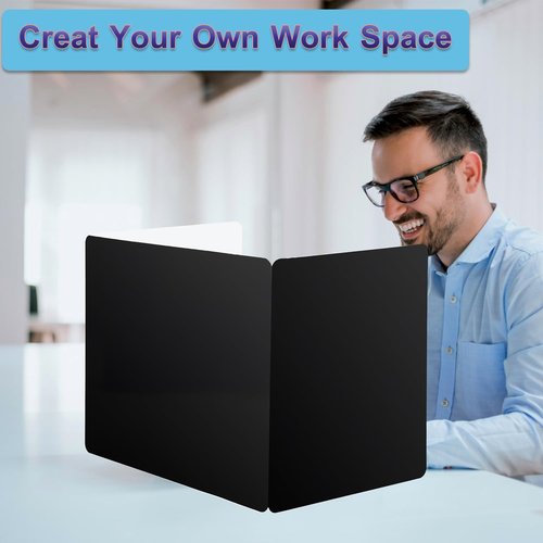 EARTHSON 24 Pcs Privacy Folders for Students, Privacy Dividers for Classroom, Study Carrel Desks Privacy Boards, Cardboard Privacy Shields Folder for School Teachers Home, Black