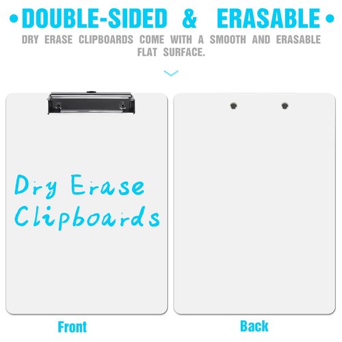 Dry Erase Clipboards, HERKKA 32 Pack Hardboard Office Whiteboard Clipboards Low Profile Clip Standard A4 Letter Size, ECO Friendly, Size 12.5 x 9 Inch
