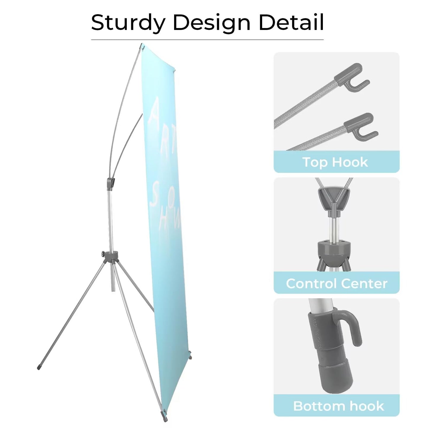 YDisplay X Banner Stand Adjustable Fit Banner Size from 23"X63" to 32"X78" Portable Oxford Bag for Trade Show Exhibition Market,1 Pack