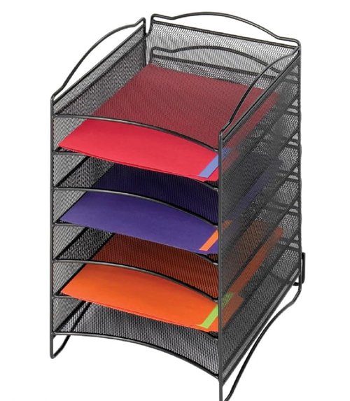 Safco Onyx Mesh Steel Literature Organizer, 6 Compartments, Black | Increase Efficiency & Convenience in Home, Office & Classrooms|Desktop or Tabletop