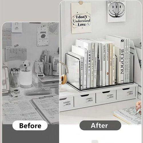 BEENIFIC Acrylic Desk File Organizer,Office Desktop Binder File Folder Mail Organizer,Handbag Purse Book record Magazine Holder (2 Pack)