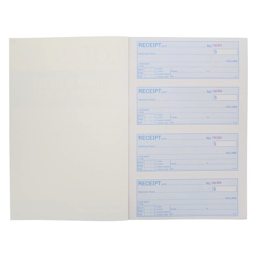 Lot45 Money Rent Receipt Book for Small Business 5 Piece Set, 7.6x11in - Cash Receipt Books 3 Part Carbonless Bound Pads