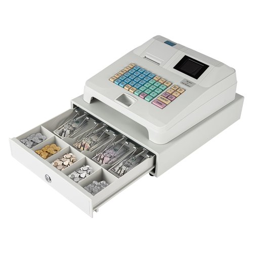 Electronic Cash Register for Small Businesses, Electronic Pos System Cash Drawer with Anti-Slip Feet, Commercial Cash Register for Barcode Scanners, Small Ticket Printers, Electronic Scales