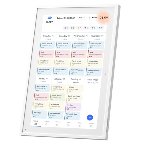Mezed 21.5" Smart Digital Calendar, Meal Schedule, Duty Chart, HD Smart Touch Screen Home Interactive Electron Calender - Built-in Digital Photo Frame Function (white, 21.5)