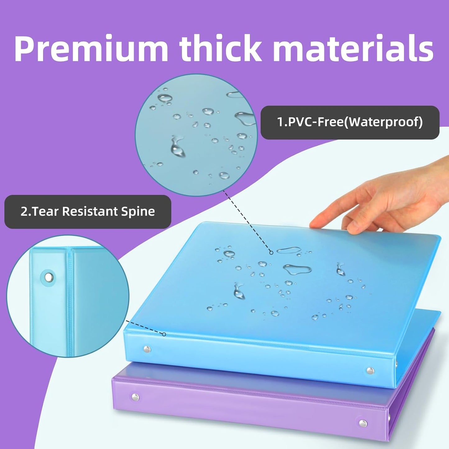 1 Inch Binders - Skiennix 3 Ring with 2 Interior Pockets | Holds 200 Sheets, 6 Pack - Versatile for Home, Office & School