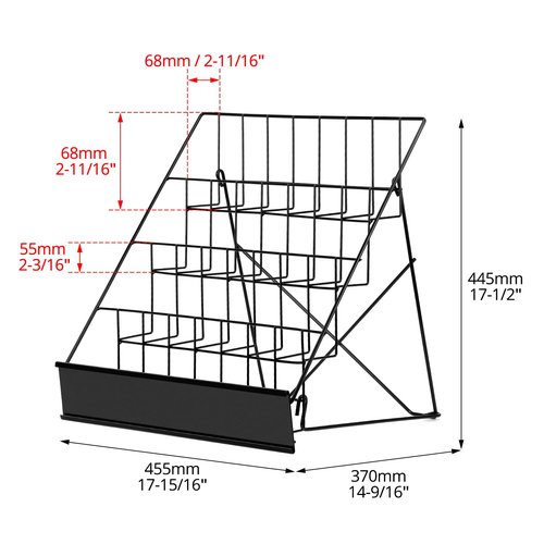 QWORK 4-Tiered Metal Book Display Stand,18.4 x 16.6 x 14.5, Book Signing Wire Rack, Tabletop CD Display Magazine Rack