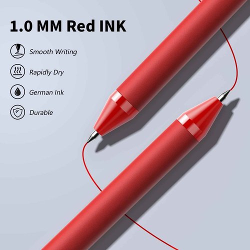 208 Pack Red Pens - Bulk Pens, Medium Point Ballpoint Pens, Smooth Ink, 1.0MM Retractable Click Pen for Waitress, Server, Office Red Ink