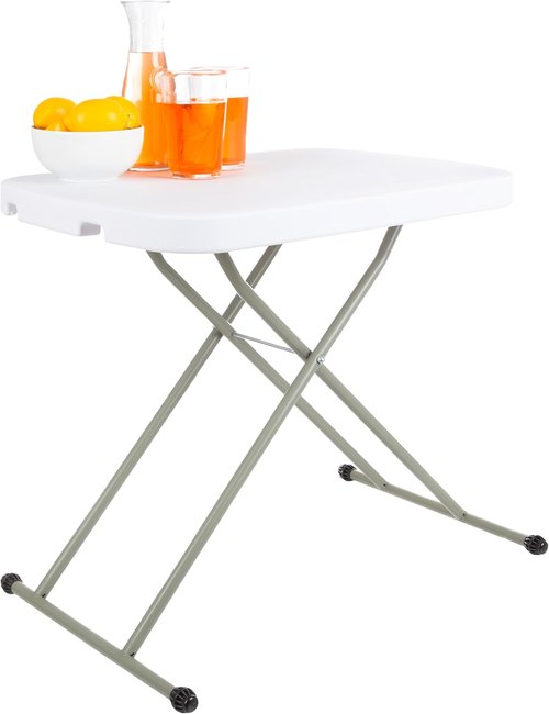 Lavish Home Portable Folding Table - 25.5 Inch Lightweight Adjustable Height Table for Indoor/Outdoor Use | White