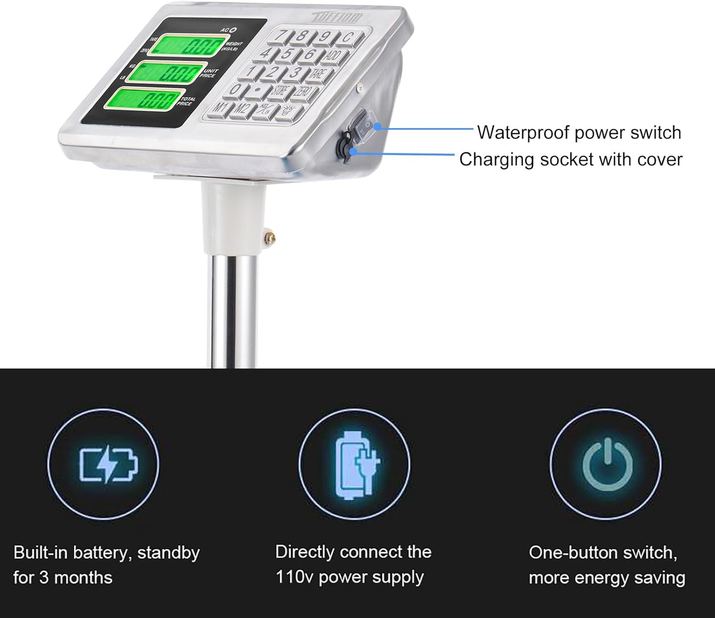 TUFFIOM Digital Platform Scale - 661lbs Capacity, Stainless Steel, High-Definition LCD Display | Perfect for Luggage & Shipping