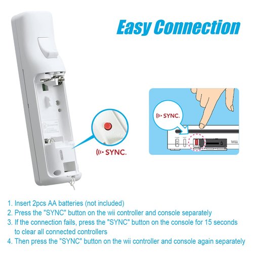 Wii Controller 2 Pack, Wii Remote Controller, with Silicone Case and Wrist Strap, TIANHOO Remote Controller for Wii/Wii U, White