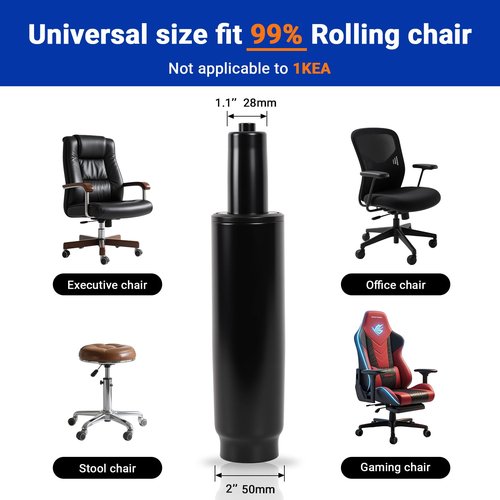 2.4" Office Chair Cylinder Replacement - Heavy Duty 1000lbs Class 4 Hydraulic Lift with Silent 360° Rotation, Universal Fit for Sinking Desk/Gaming Chairs