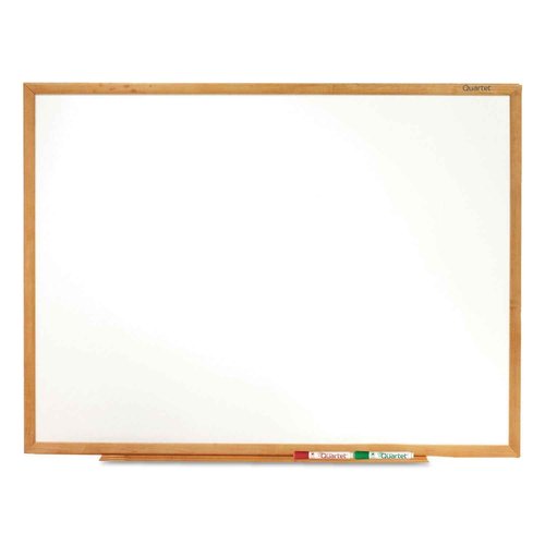 Quartet Whiteboard, Non-Magnetic Dry Erase White Board, 3' x 2', Total Erase, Oak Frame (S573)