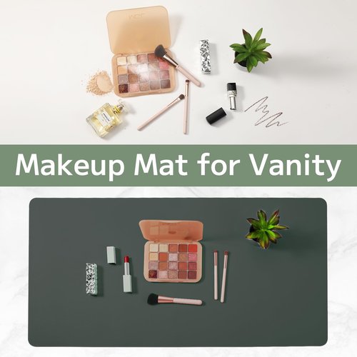 Damcrop Desk Pad Mat Protector, Makeup Mat Dual-Sided PU Leather, Non-Slip Desk Pad with Suede Backing, Waterproof Vanity Organizer Mat, Multi-Use as Mouse Pad or Keyboard Mat 23.62''*11.81''