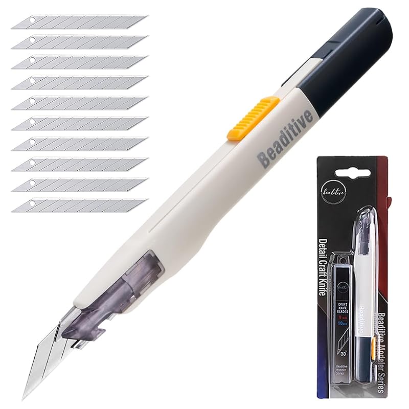 Beaditive Precision Craft Knife Set with 10 Blades - 30 Degree Utility Knife for Art & Model Making