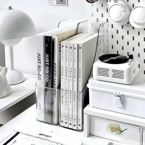 WRINGKIT 6 Pack Clear Magazine Holder, File Magazine Rack with Handle, Vertical Folder Document Storage, Magazine File Organizer for Desk, Office, Home, School