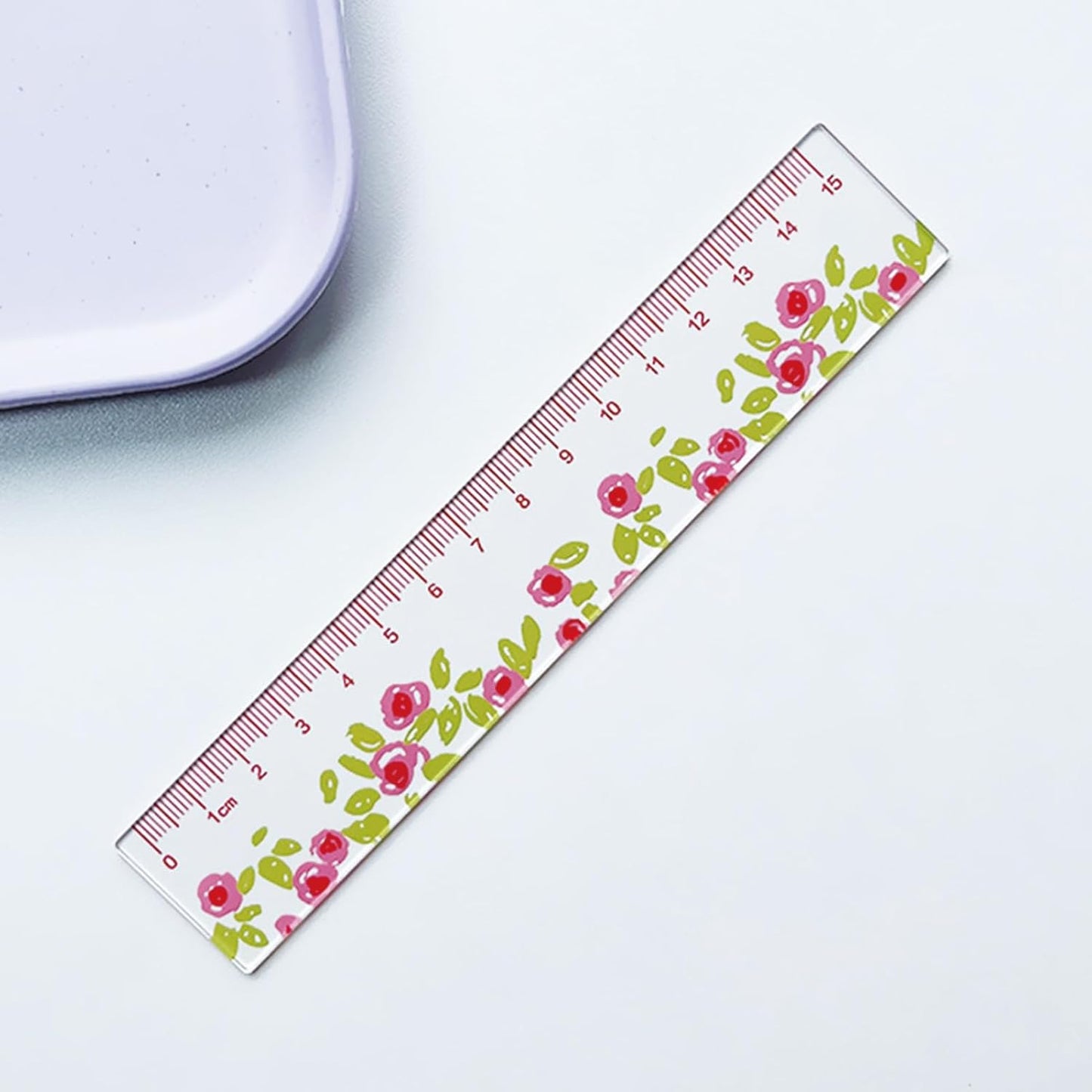 Skiennix Cute Acrylic Rulers - 15cm Floral Cartoon Design for Journals | Perfect for Women & Girls