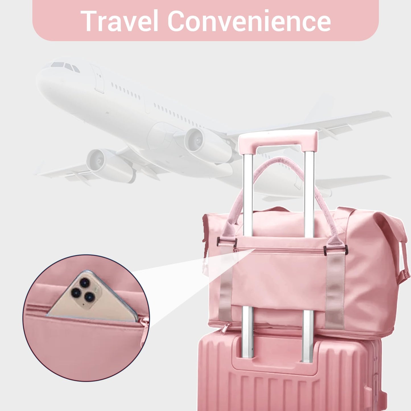 Gym Duffel Bag for Women with Shoulder Strap Lightweight Tote Travel Duffle Bag Sports Tote and Weekender Overnight Use