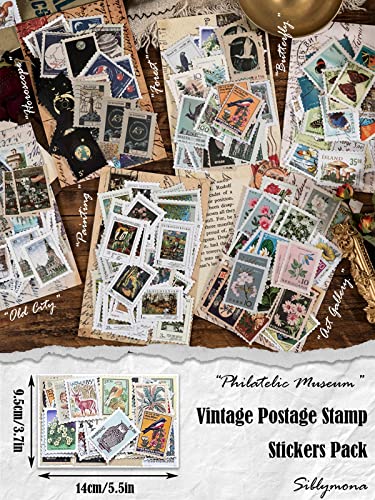 184Pcs Vintage Stamp Stickers for Scrapbooking & Crafting - SIBLYMONA