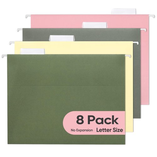 BALEINE File Organizer Box with Lid+ Hanging File Folders (8PK Combo)