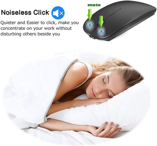 KLO Wireless Bluetooth Mouse - Rechargeable 5.2/3.0 with Type-C & USB - Compatible with MacBook & iPad (Black)