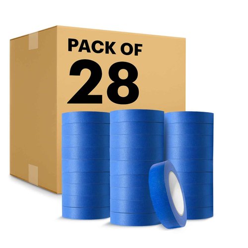 Pack of 28 Blue Painters Tape 1 Inch – Each Roll 55 Yards (Total 1540 Yards) – Premium Painters Tape 1 Inch Wide, Ideal Blue Tape Painters Bulk, Masking Tape for Painting – No Residue, Easy Removal