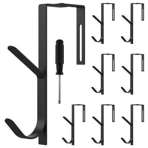 XYDHQS 8Pcs Cubicle Wall Hooks, Adjustable Double Cubicle Fabric Hooks with Screwdriver, Space Saving Metal Hanger for Hanging Clothes Hats Towel, Suitable for Most of The Partition Panels