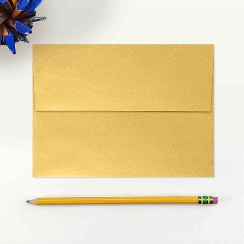 LUXPaper A7 Invitation Envelopes | Peel & Press | 5 1/4" x 7 1/4" | Gold Metallic | 80lb. Text | 250 Qty
