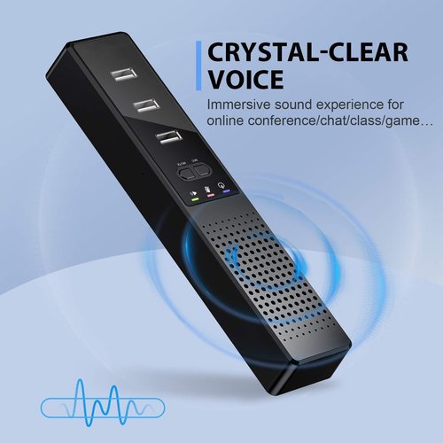 Cykvis 3 in 1 USB Computer Speaker with Microphone, PC Laptop Desktop Conference Speaker with Mic for Smart Home Office and Online Study，360 Degree Enhanced Voice Pickup, Noise Reduction (Classic)
