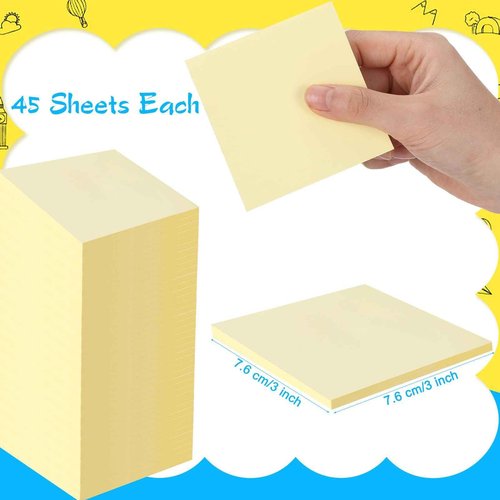 Lincia Sticky Notes Bulk, 150 Pads Teacher Bright Yellow Strong Sticky Notes 3 x 3 Inch, 45 Sheets/Clean Removal Pads Suitable for Home, School Office, Wedding(Yellow)