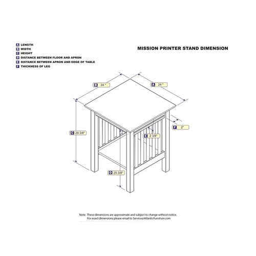 AFI, Mission Printer Stand with Charging Station, White