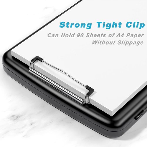 Rimilak Clipboard - High Capacity Plastic Folio with Storage & Pen Holder | 8.5 x 11" - Black
