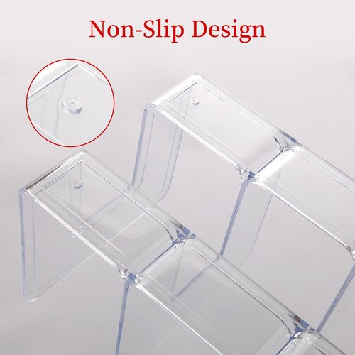Wideotng 4 Pack Clear Acrylic File Sorter, Sturdy Desktop Book Folder Organizer, 4 Section Purse Handbag Clutch Divider for Closet, Office Storage Rack Holder for Letter, Binder, Document, Electronics