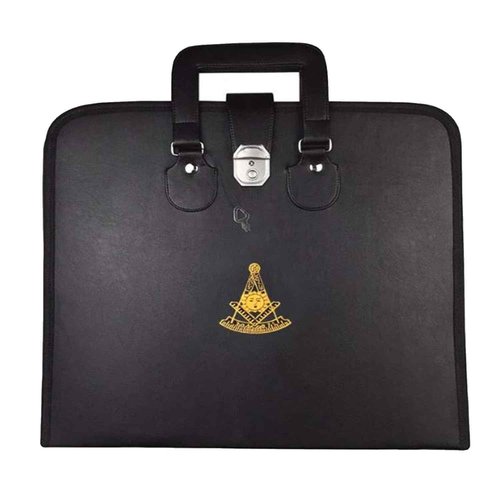 PAST MASTER BLUE LODGE APRON CASE - BLACK IMITATION LEATHER MM, WM, PROVINCIAL | Soft Handle (Provincial)