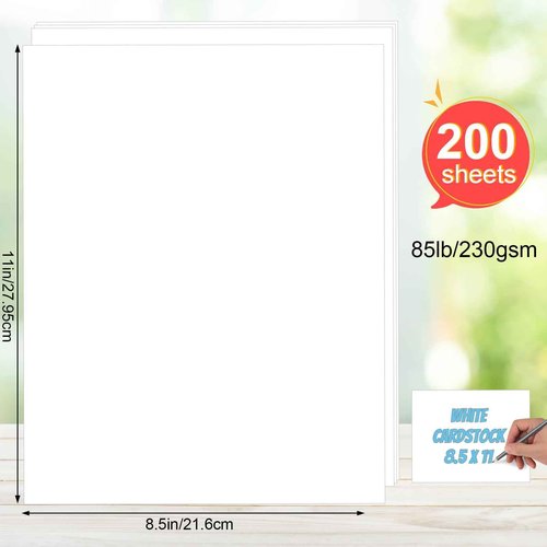 Joyberg 200P White Cardstock 8.5 x 11, 230gsm Cover Cardstock Paper, 85 Lb Heavy Card Stock for Printer, Card Stock Paper for Invitations, Scrapbooking, Crafts, Diy Cards, Decoration, Drawing