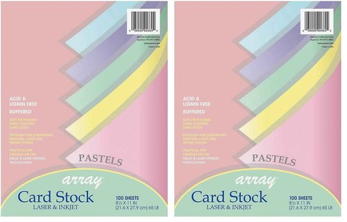 Pacon 101315 Array Card Stock, 65 lb., Letter, Assorted Pastel Colors, 100 Sheets/Pack (Pack of 2)