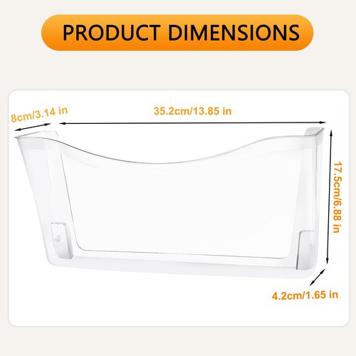 COSYAWN 3 Pack Clear Single Pocket Wall Mounted File Organizer, Plastic Hanging Wall File Holder, Clear Wall Mail Magazines Folder Organizer for School Home and Office