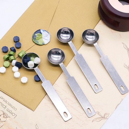 Skiennix 12Pcs Stainless Steel Wax Seal Spoons - Melting Spoon Scoop with Handle for DIY Craft, Silver