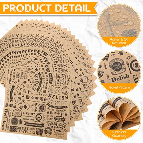 Ireer 600 Pcs 15" Newsprint Sandwich Wrapping Paper Wax Paper, Brown