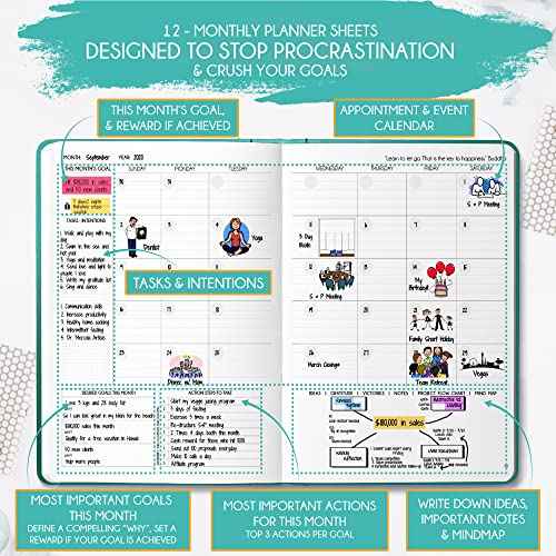 Life Mastery Planner - A 12 Month Journey to Crush Your Goals, Increase Productivity, Passion, Success & Happiness - Weekly & Monthly Life Planner, Habit-Tracker, Gratitude Journal & Organizer, A5
