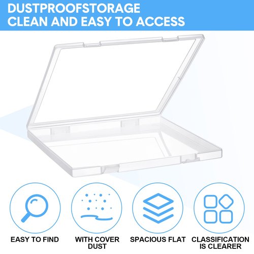 Kosiz 6 Pcs 12 x 12 Inch Paper Storage Case Plastic Scrapbook Storage Box Portable Transparent Organizer Containers Clear Slim Project Case for Documents Photo File Magazines Office School Supplies