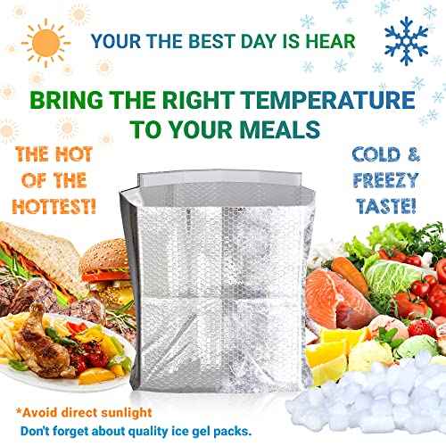 Foil Insulated Box Liners, 11 x 8.5 x 5.5 Inches. Pack of 10 Self-Seal Thermal Insulation Bag with Gusseted Bottom. Leakproof Insulated Shipping Bags for Food. Fits USPS Medium Flat Rate Box